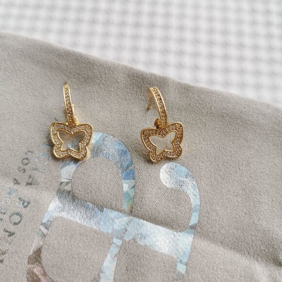 Alicia Bonnie Gold Crystal Pave Emilie Drop Earrings NEW - Picture 4 of 4